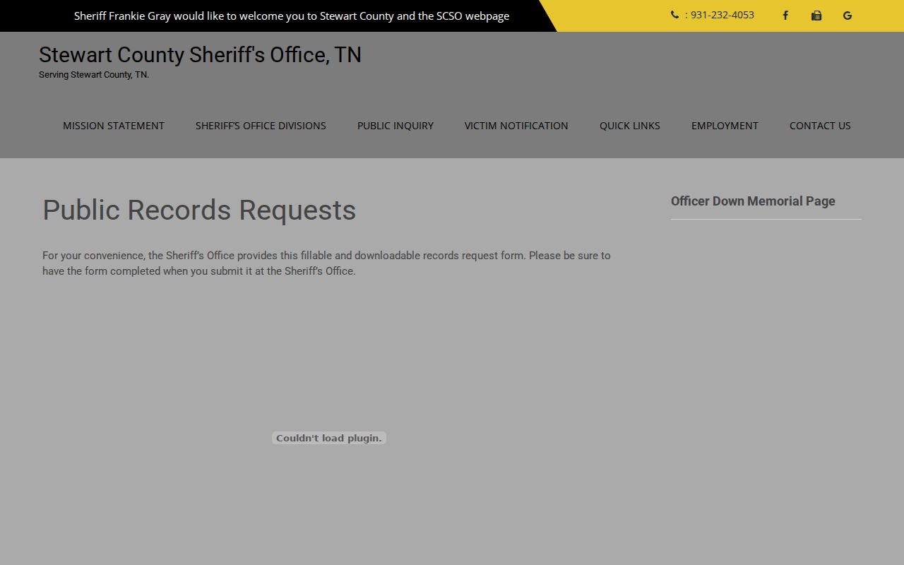 Stewart County warrant lookup records request instructions