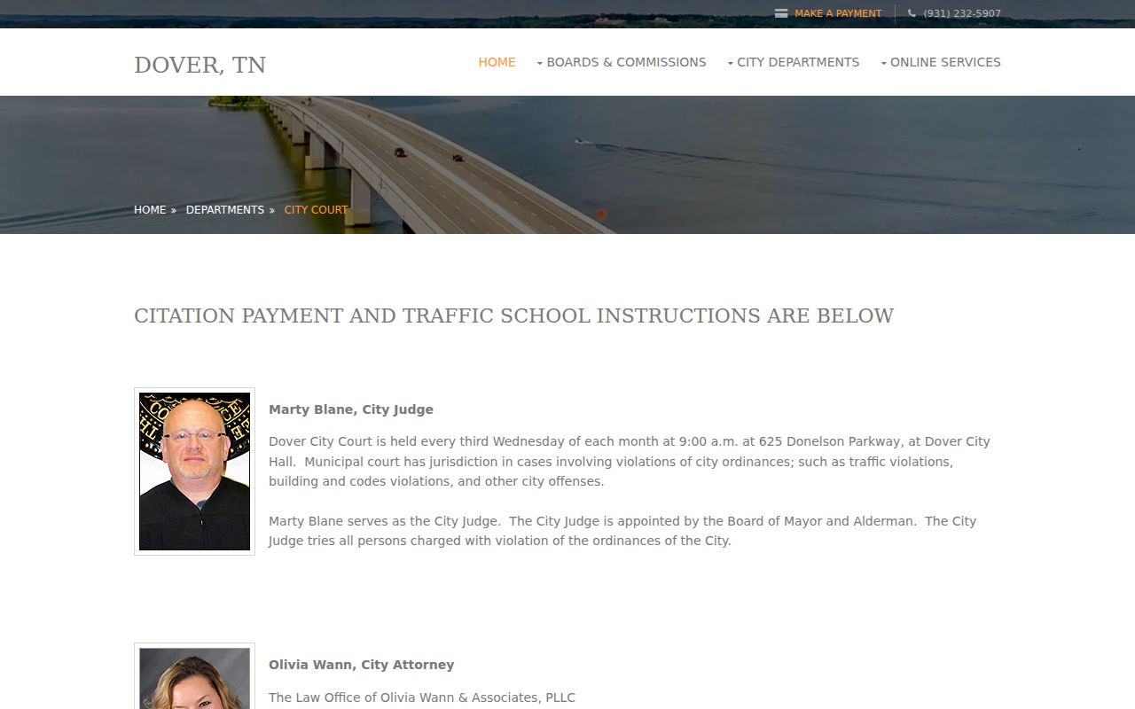 Stewart County traffic warrant Dover City Court schedule and route
