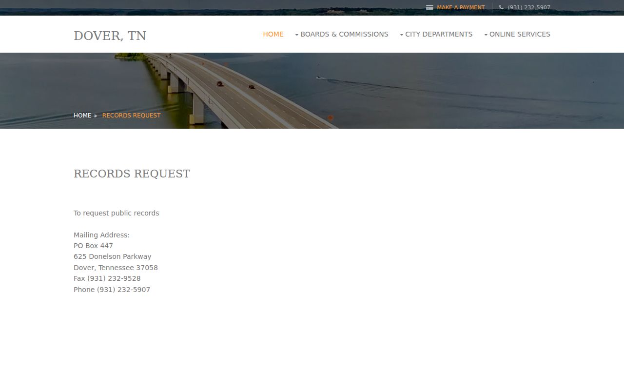 Stewart County Dover warrant records request contact