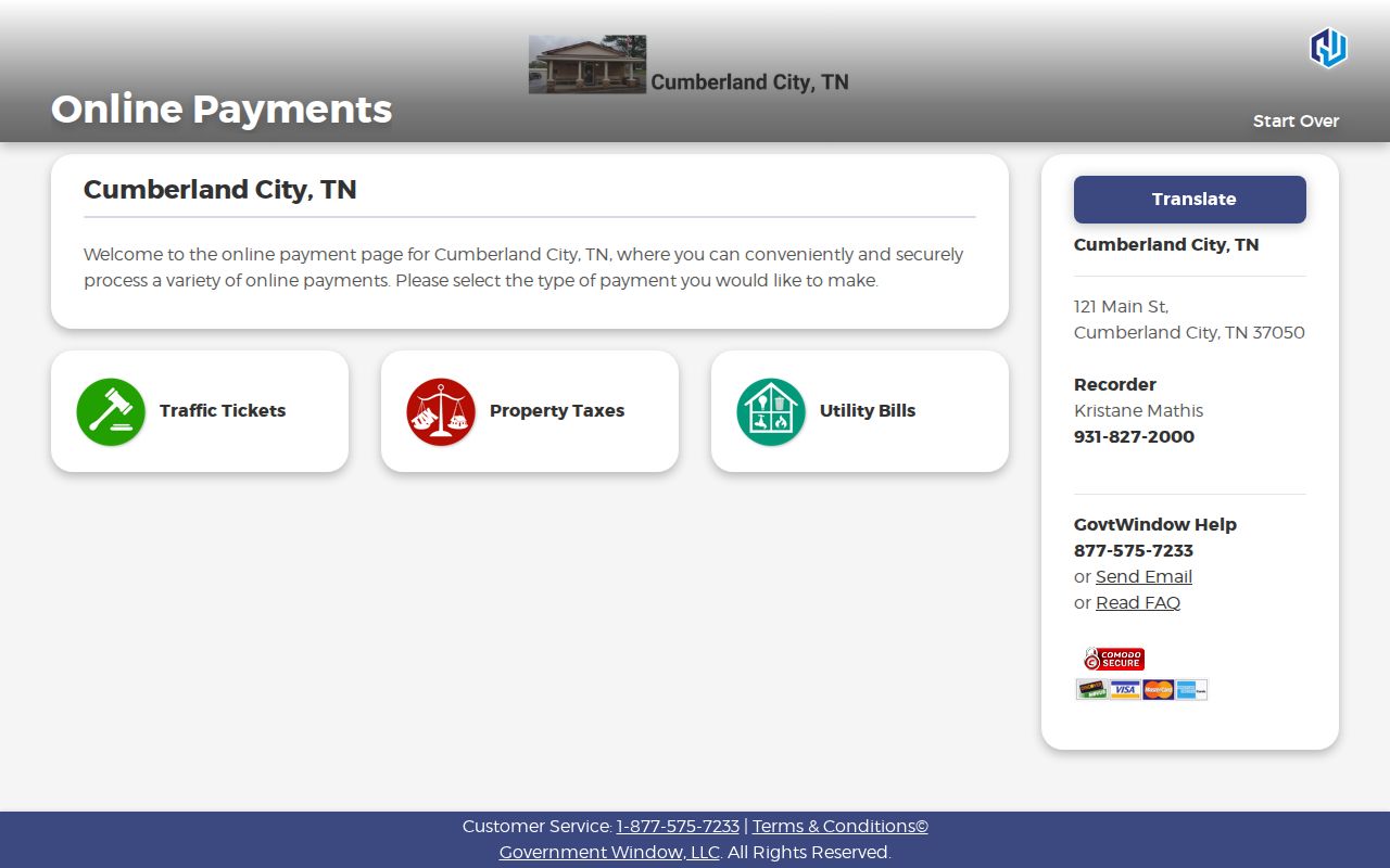 Stewart County Cumberland City warrant records traffic ticket payment choices